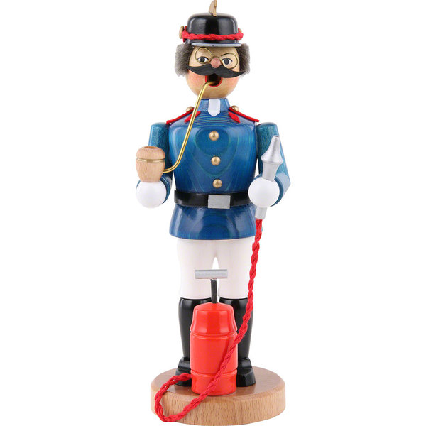 Räuchermann Feuerwehrmann in blauer Uniform